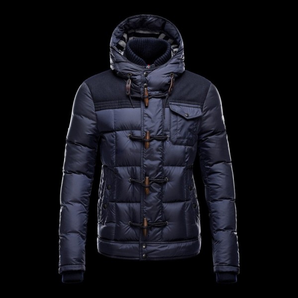 Moncler Blu Zipper Slash e tasche Uomo Cappotti uscita